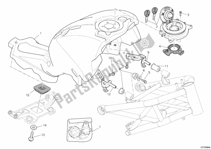 Alle onderdelen voor de Benzinetank van de Ducati Monster 696 USA 2012